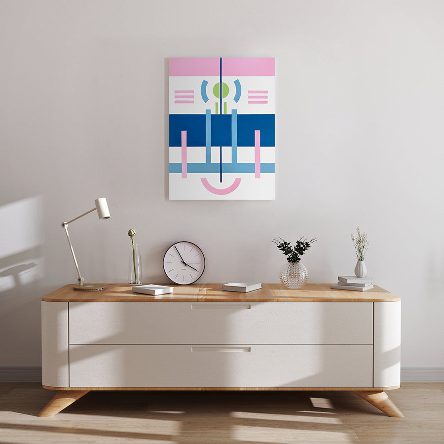 Candy by Henriett Juhasz on display in a white and cream room with Art Deco style furniture and modern décor. 