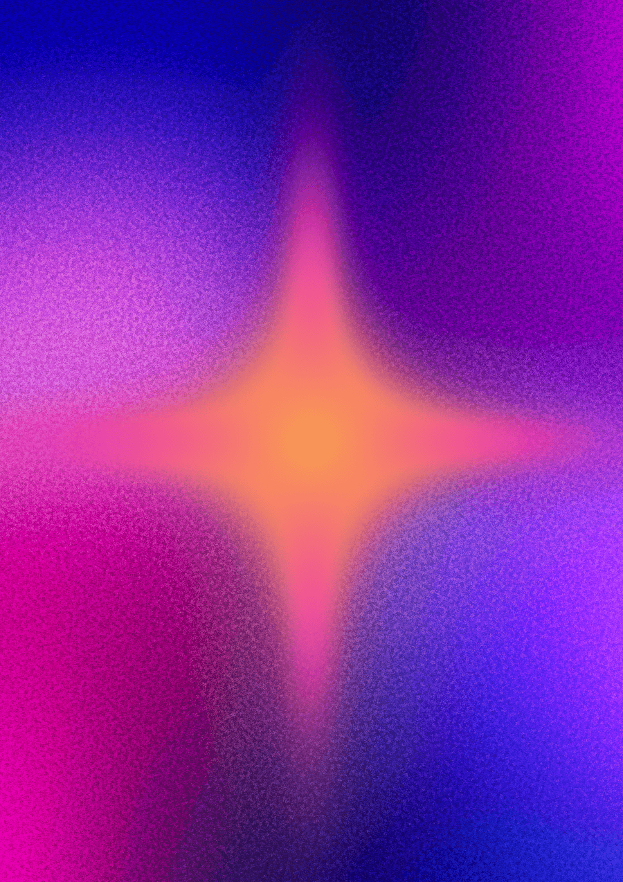 Colourful star aura with a pink and blue gradient background.