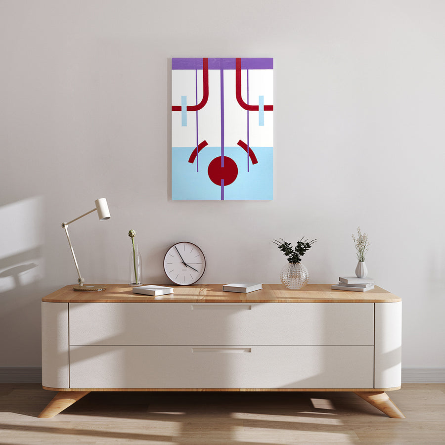 Floating by Henriett Juhasz on display in a white and cream room with Art Deco style furniture and modern décor. 