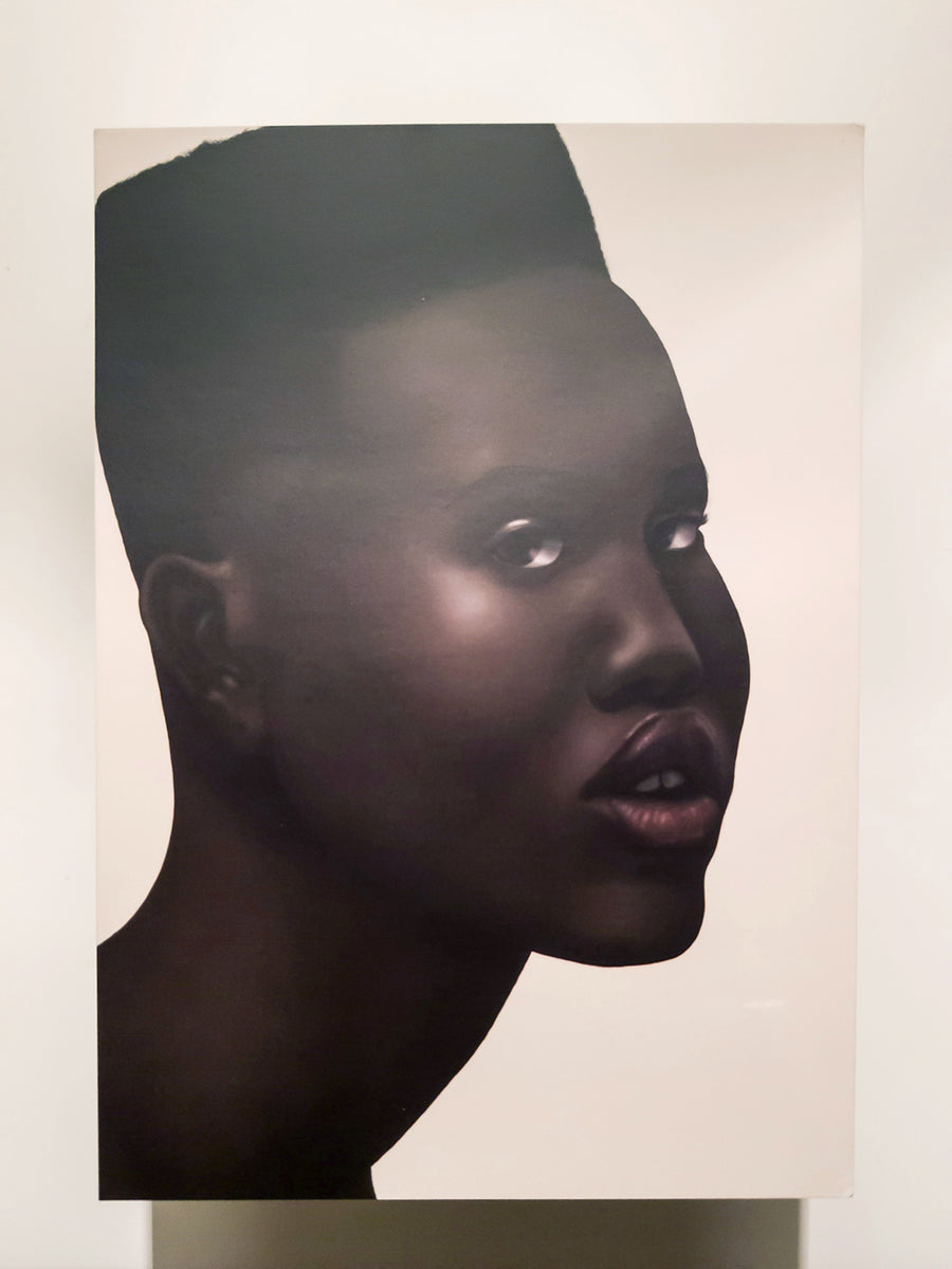 Digital painting of beautiful dark skinned black woman with short hair.